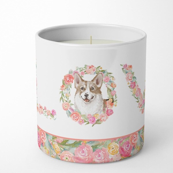 Carolines Treasures 3.75 x 3.25 in. Unisex Corgi Love 10 oz Decorative Soy Candle - WDK4373CDL