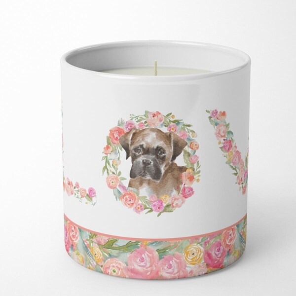 Carolines Treasures 3.75 x 3.25 in. Unisex Boxer No.2 Love 10 oz Decorative Soy Candle - WDK4340CDL