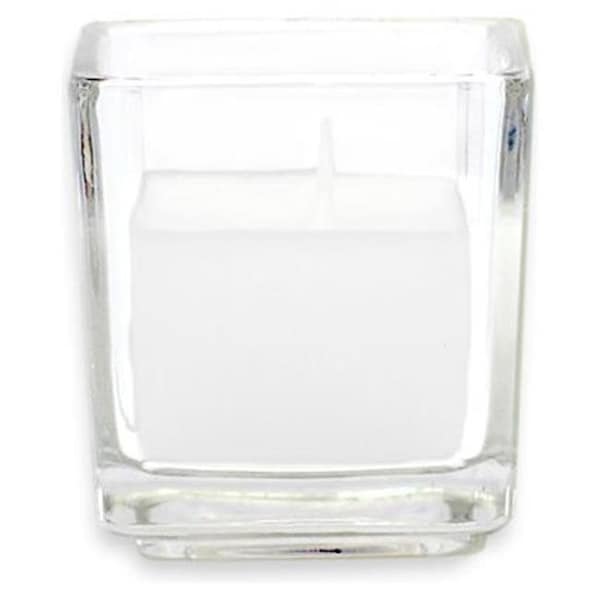 Zest Candle Zest Candle CVC-040 White Citronella Square Glass Votive Candles -12pc-Box - CVC-040