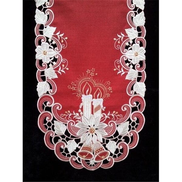 Sinobrite Sinobrite H8963-R1 Poinsettia & Candles Runner; 12 x 65 in. - H8963/R1(12X65)
