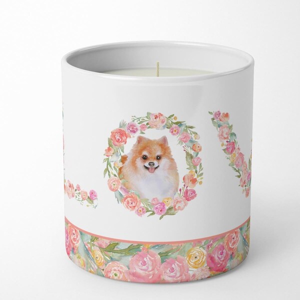 Carolines Treasures 3.75 x 3.25 in. Unisex Pomeranian Love 10 oz Decorative Soy Candle - WDK4602CDL