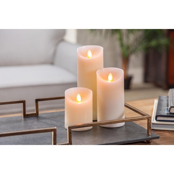 L & L Gerson Bisque no scent Scent Flameless Pillar Candle - 44610
