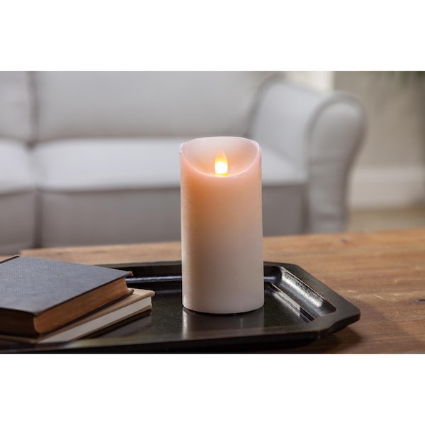 L & L Gerson Bisque no scent Scent Flameless Pillar Candle - 44610