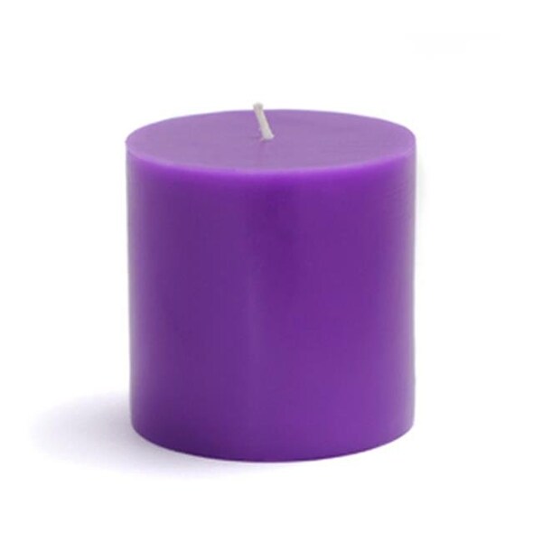 Zest Candle Zest Candle CPZ-080-12 3 x 3 in. Purple Pillar Candles -12pcs-Case- Bulk - CPZ-080_12