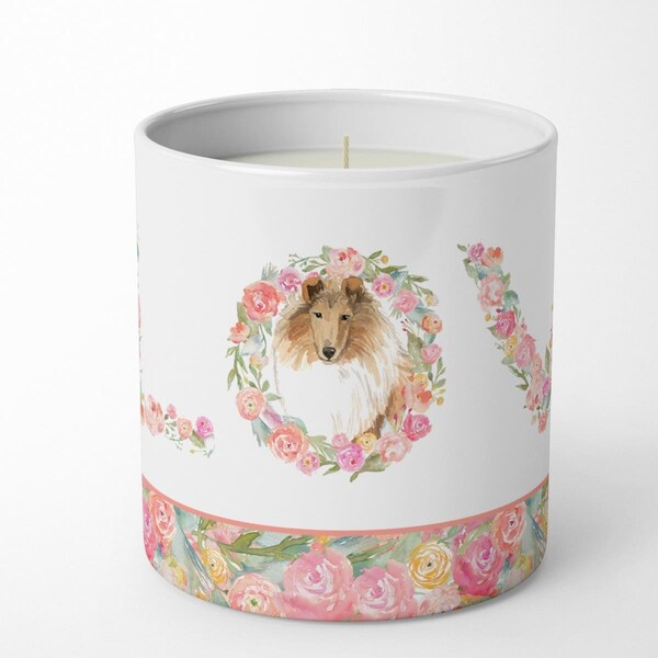 Carolines Treasures 3.75 x 3.25 in. Unisex Rough Collie Love 10 oz Decorative Soy Candle - WDK4611CDL