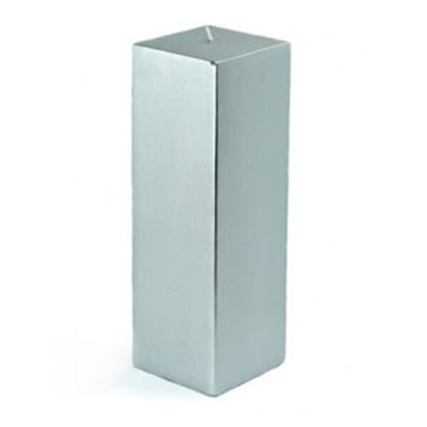 Zest Candle CPZ-162-12 3 x 9 in. Metallic Silver Square Pillar Candle, 12PK - CPZ-162_12