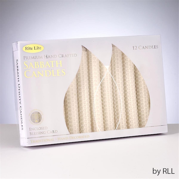 Rite Lite 5.5 in. Premium White Honeycomb Beeswax Shabbat Candles, 12 Piece - C-15-W