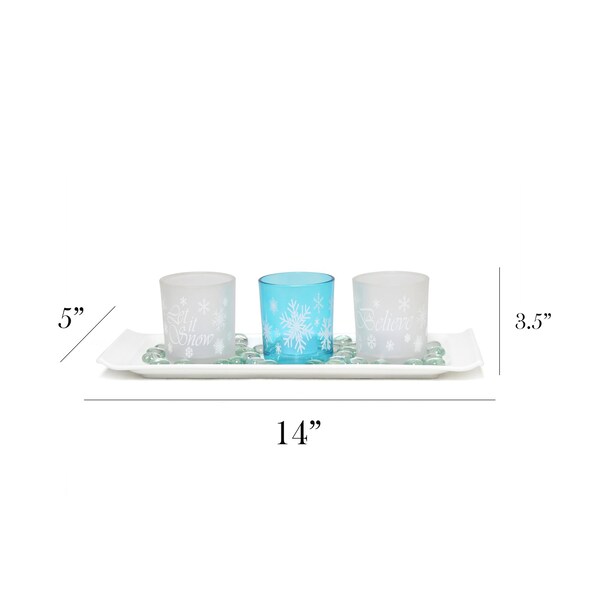 Elegant Designs Winter Wonderland Candle Set of 3, Blue Frost - HG5000-FBL