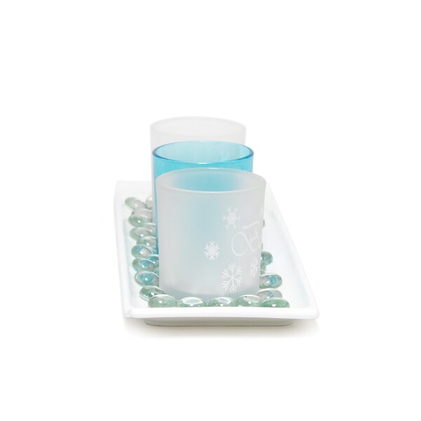 Elegant Designs Winter Wonderland Candle Set of 3, Blue Frost - HG5000-FBL