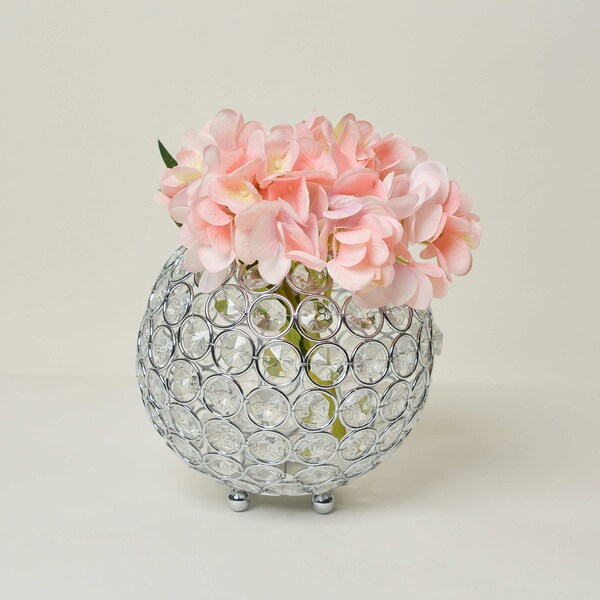 Elegant Designs Elipse Crystal and Chrome 5.5 Inch Circular Candle Holder - HG1007-CHR