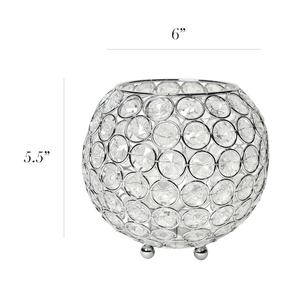 Elegant Designs Elipse Crystal and Chrome 5.5 Inch Circular Candle Holder - HG1007-CHR