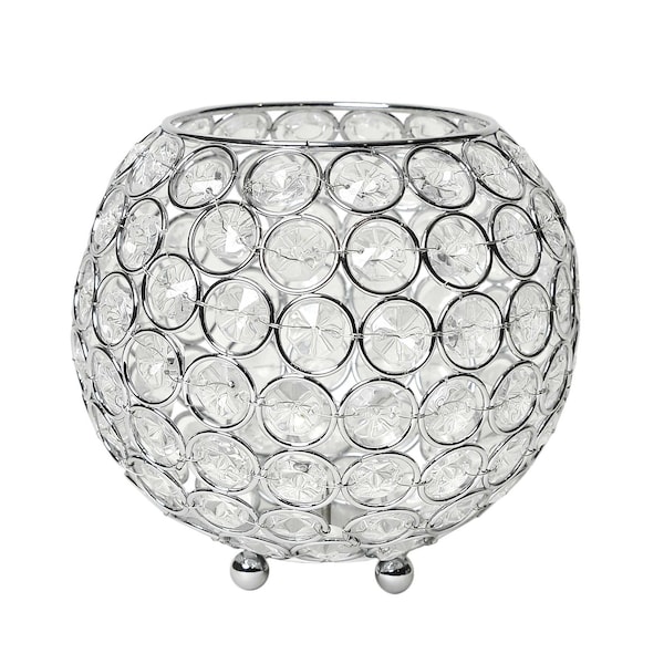 Elegant Designs Elipse Crystal and Chrome 5.5 Inch Circular Candle Holder - HG1007-CHR