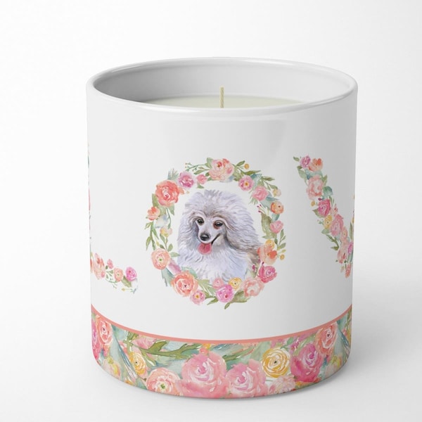 Carolines Treasures 3.75 x 3.25 in. Unisex White Poodle Love 10 oz Decorative Soy Candle - WDK4606CDL