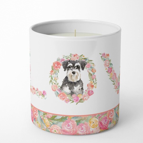 Carolines Treasures 3.75 x 3.25 in. Unisex Schnauzer Love 10 oz Decorative Soy Candle - WDK4597CDL