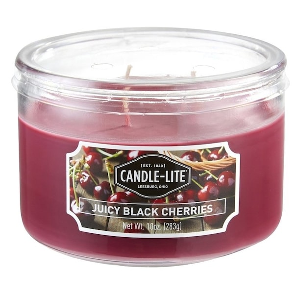 Candle-Lite Scented Terrace Jar Candle, Juicy Black Cherries Fragrance, Burgundy Candle - 1879565
