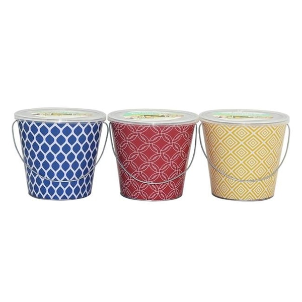 Patio Essentials Patio Essentials 7627623 18 oz Citronella Oil Candle Bucket; Assorted - Pack of 6 - 7627623