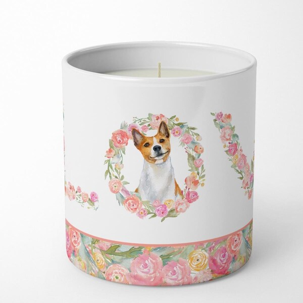 Carolines Treasures 3.75 x 3.25 in. Unisex Basenji Love 10 oz Decorative Soy Candle - WDK4535CDL