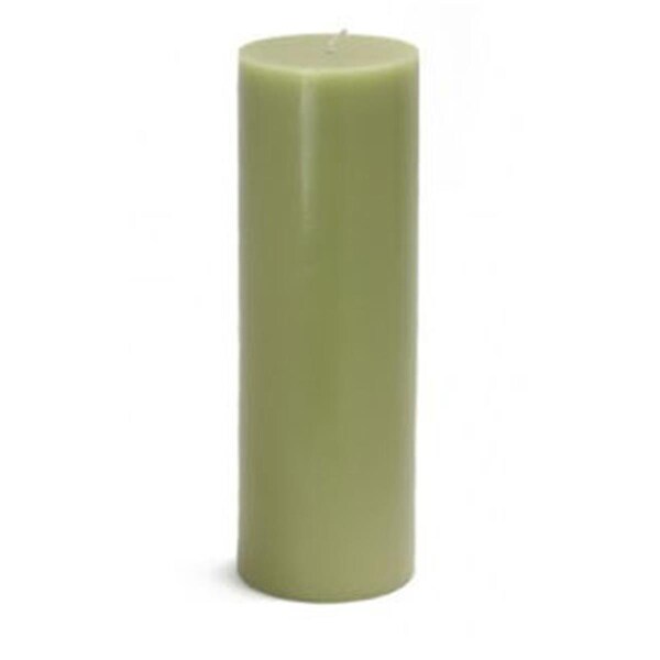 Zest Candle CPZ-100-12 3 x 9 in. Sage Green Pillar Candles, 12PK - CPZ-100_12