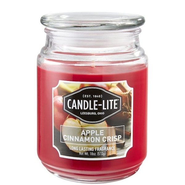 Candle-Lite Jar Candle, Apple Cinnamon Crisp Fragrance, Crimson Candle, 70 to 110 hr Burning - 3297021