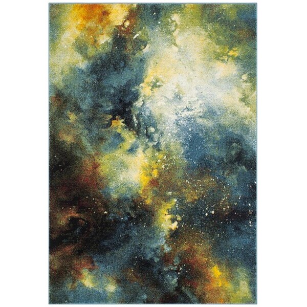 Flowers First 5 ft. 3 in. x 7 ft. 6 in. Galaxy Power Loomed Area Rug, Blue & Multi Color - Medium Rectangle - FL2149500