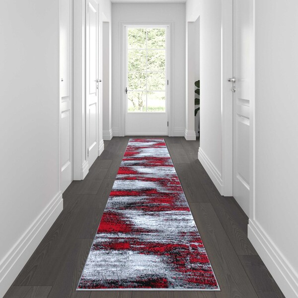 Flash Furniture Red 2' x 10' Abstract Design Accent Area Rug - ACD-RGTRZ863-210-RD-GG