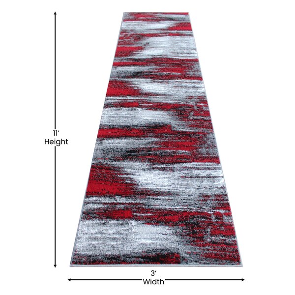 Flash Furniture Red 2' x 10' Abstract Design Accent Area Rug - ACD-RGTRZ863-210-RD-GG