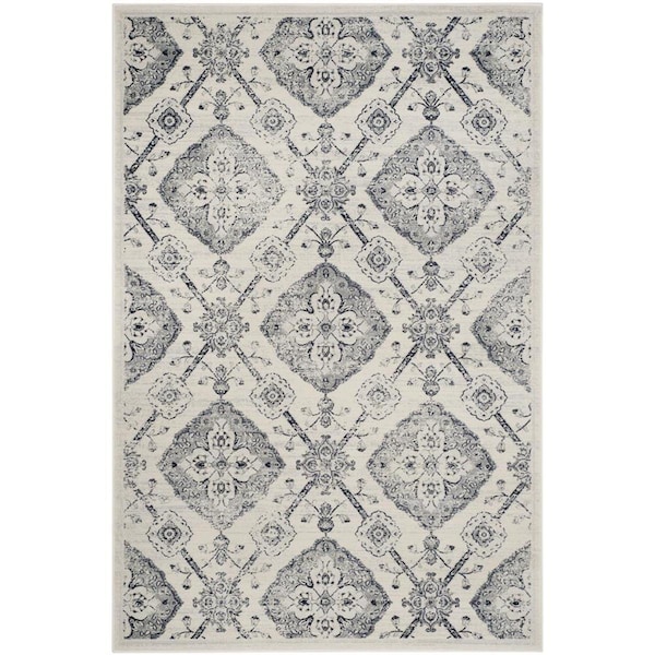Flowers First 4 x 6 ft. Carnegie Power Loomed Area Rug, Cream & Light Grey - Small Rectangle - FL2115282