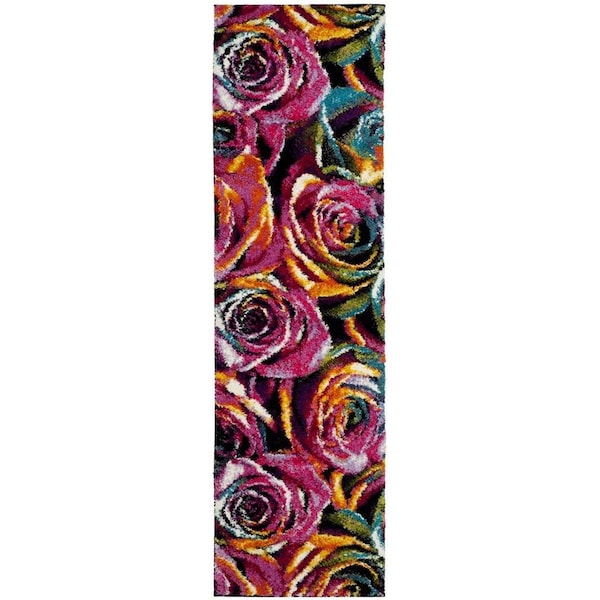Safavieh 2 ft.-3 in. x 8 ft. Fiesta Shag Power Loomed Runner Rug, Fuchsia and Multi - FSG366B-28