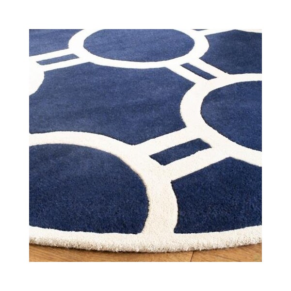 Safavieh 4 Ft. x 6 Ft. Rectangle- Contemporary Chatham Dark Blue And Ivory Hand Tufted Rug - CHT739C-4