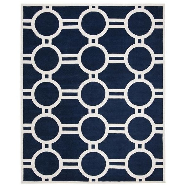Safavieh 4 Ft. x 6 Ft. Rectangle- Contemporary Chatham Dark Blue And Ivory Hand Tufted Rug - CHT739C-4