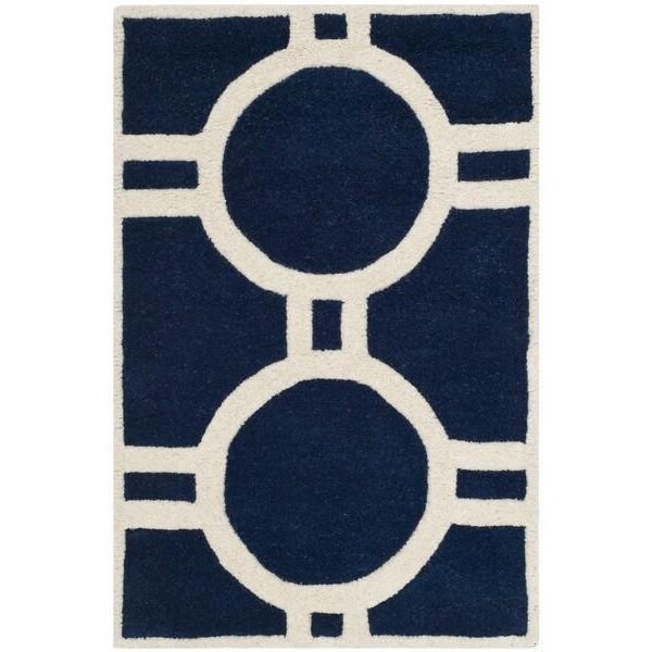 Safavieh 4 Ft. x 6 Ft. Rectangle- Contemporary Chatham Dark Blue And Ivory Hand Tufted Rug - CHT739C-4