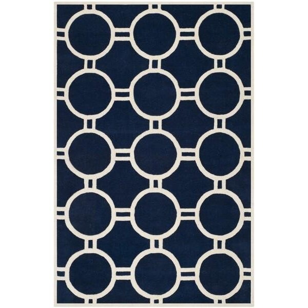 Safavieh 4 Ft. x 6 Ft. Rectangle- Contemporary Chatham Dark Blue And Ivory Hand Tufted Rug - CHT739C-4