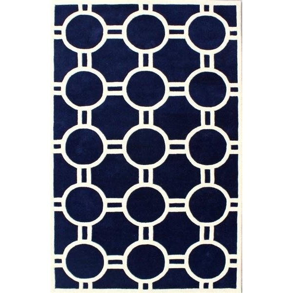 Safavieh 4 Ft. x 6 Ft. Rectangle- Contemporary Chatham Dark Blue And Ivory Hand Tufted Rug - CHT739C-4