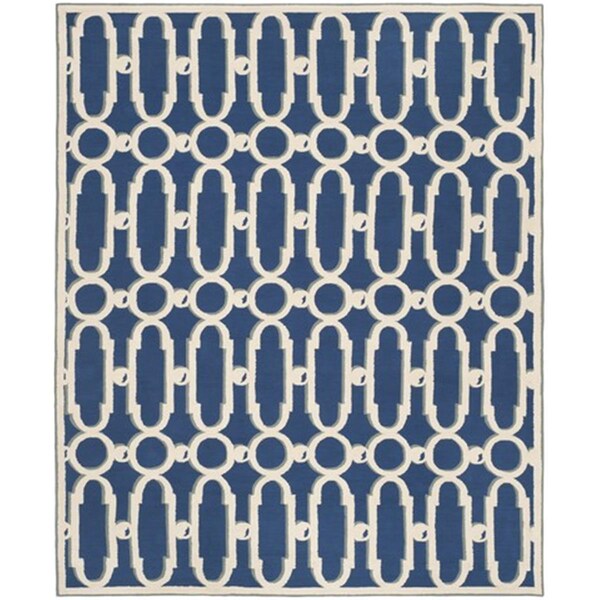 Safavieh Newport Hand Hooked Medium Rectangle Rug- Royal Blue - White- 5 ft. 6 in. x 8 ft. 6 in. - NPT434C-6