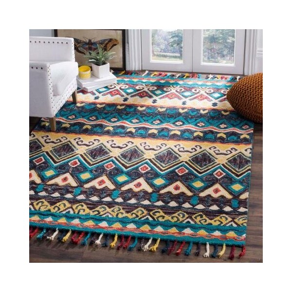 Safavieh Aspen Hand Tufted Medium Rectangle RugBlue & Red 5 x 8 ft. - APN137A-5