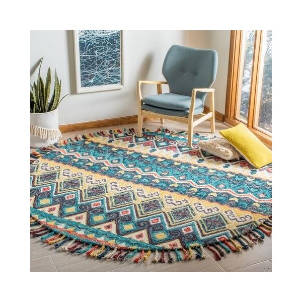 Safavieh Aspen Hand Tufted Medium Rectangle RugBlue & Red 5 x 8 ft. - APN137A-5