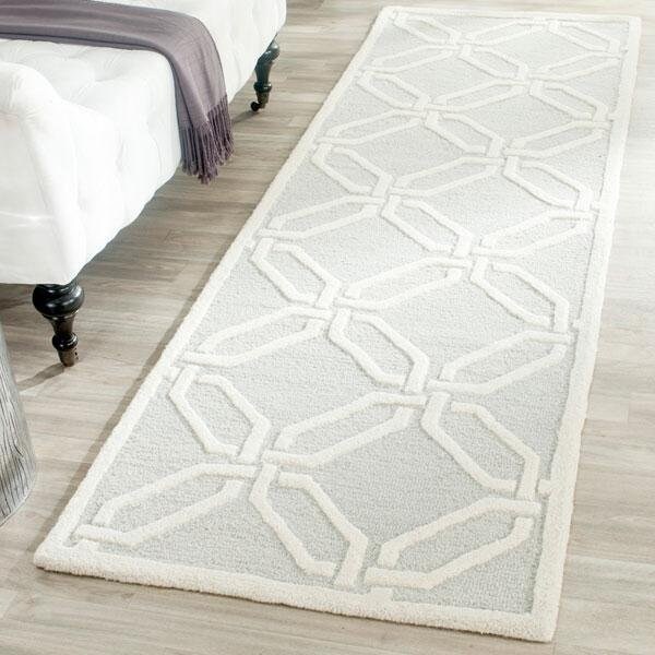 Safavieh Cambridge Hand Tufted Runner Rug- Light Grey - Ivory- 2 ft. 6 in. x 8 ft. - CAM311L-28