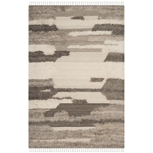 Safavieh Kenya Hand Knotted Medium Rectangle Area RugIvory & Grey 6 x 9 ft. - KNY224A-6