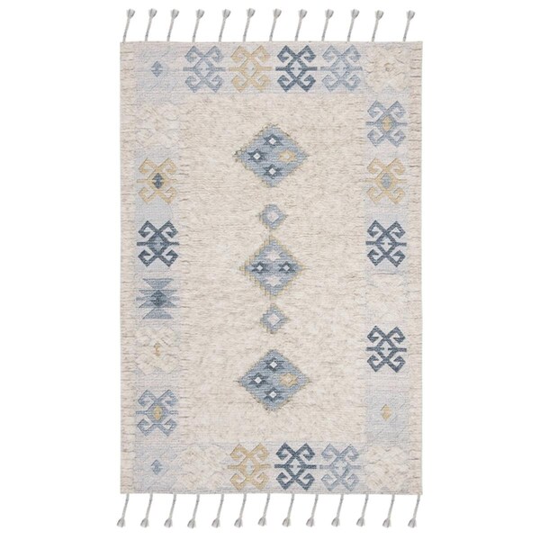 Safavieh 4 x 6 ft. Saffron Rectangle Hand Loomed Rug Beige & Blue - SFN101B-4