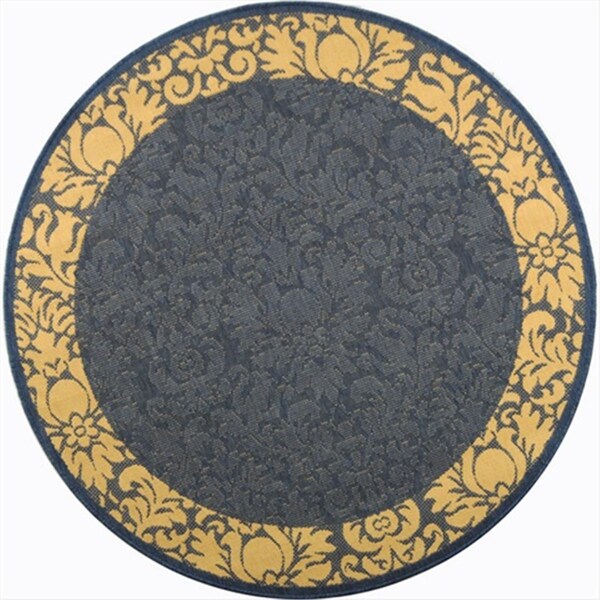 Safavieh 6 Ft. -7 In. X 6 Ft. -7 In. Round Indoor-Outdoor Courtyard- Blue And Natural- Machine Made Rug - CY2727-3103-7R