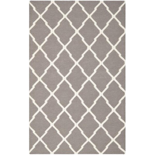 Safavieh Dhurries Hand Woven Flat Weave Large Rectangle Rug- Dark Grey - Ivory- 10 X 14 Ft. - DHU634G-10