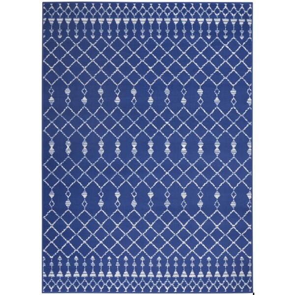 Homeroots 5 x 7 ft. Navy Blue & Ivory Berber Pattern Area Rug - 385830