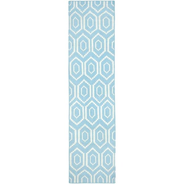 Safavieh 2 ft.-6 in. x 6 ft. Dhurries Hand Woven Flat Weave Runner Rug, Blue and Ivory - DHU557B-26