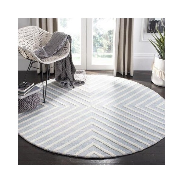 Safavieh Cambridge Hand Tufted Runner Rug- Light Blue - Ivory- 2 ft. 6 in. x 22 ft. - CAM129A-222