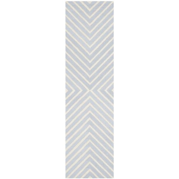 Safavieh Cambridge Hand Tufted Runner Rug- Light Blue - Ivory- 2 ft. 6 in. x 22 ft. - CAM129A-222