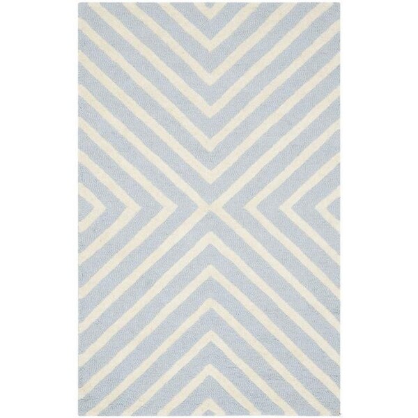 Safavieh Cambridge Hand Tufted Runner Rug- Light Blue - Ivory- 2 ft. 6 in. x 22 ft. - CAM129A-222