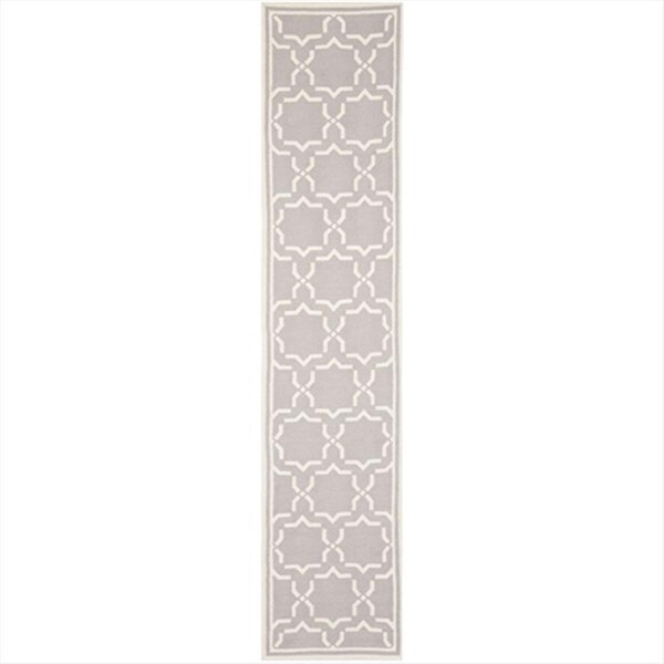 Safavieh 2 Ft. -6 In. X 10 Ft. Runner Contemporary Dhurries- Grey And Ivory- Flatweave Rug - DHU545G-210
