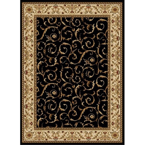 Auric 1599-1511-BLACK Como Rectangular Black Transitional Italy Area Rug, 5 ft. 5 in. W x 7 ft. 7 in. H - AU2482630