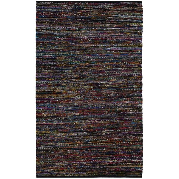 Safavieh 2 ft.-3 in. x 8 ft. Runner Rag Rug Hand Woven Rug, Black and Red - RAR250G-28