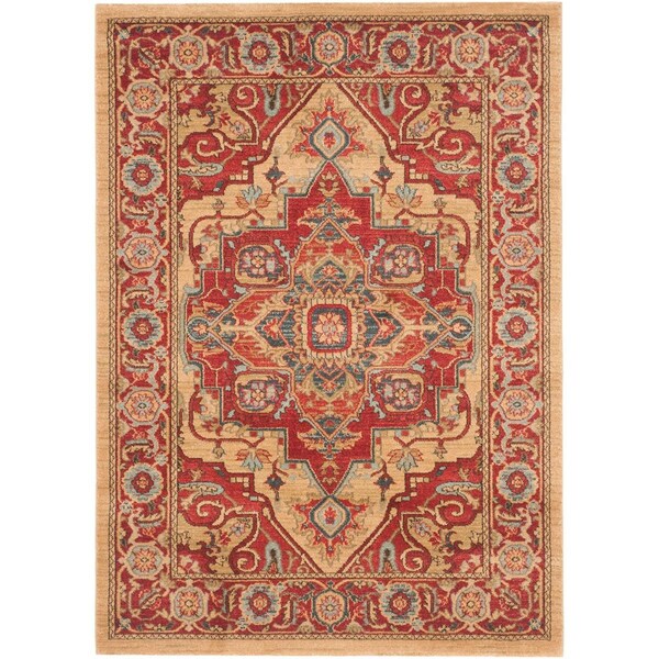 Safavieh 2 ft. 2 in. x 10 ft. Rectangle Mahal Power Loomed RugRed & Natural - MAH698A-210